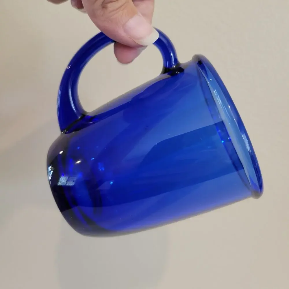 Arcoroc France Cobalt Blue Glass Coffee Mug 3.75